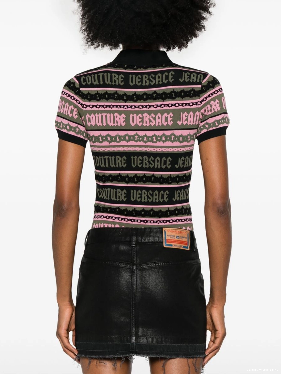Cheap bodysuit Jeans Women Versace Couture jacquard striped 0812